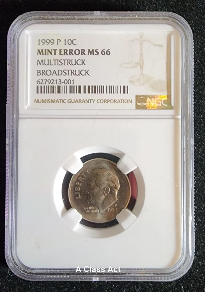 1999 P 10C ERROR NGC UNC MS66, MULTISTRUCK, BROADSTRUCK, See Photos. Our T6490 - Image 2 of 4