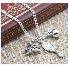 Collier blanc neige miroir pomme diadème cadeau femmes filles dans sac organza