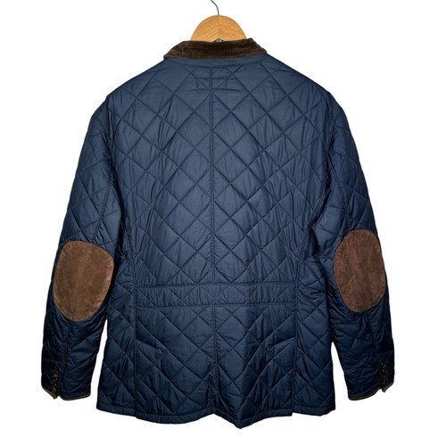 Polo Ralph Lauren Quilted Jacket Large Navy Blue Nylon Mens Diamond Padded - Picture 8 of 17