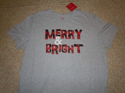 X-MAS  Men's  ''MERRY & BRIGHT'' Holiday t-shirt. Brand NEW with Retail Tags!! 2XL
