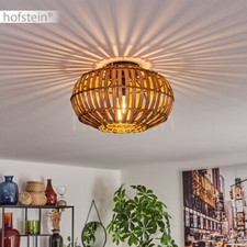 Boho Style Decken Lampen Lichteffekt Wohn Schlaf Ess Zimmer Leuchten rund Bambus