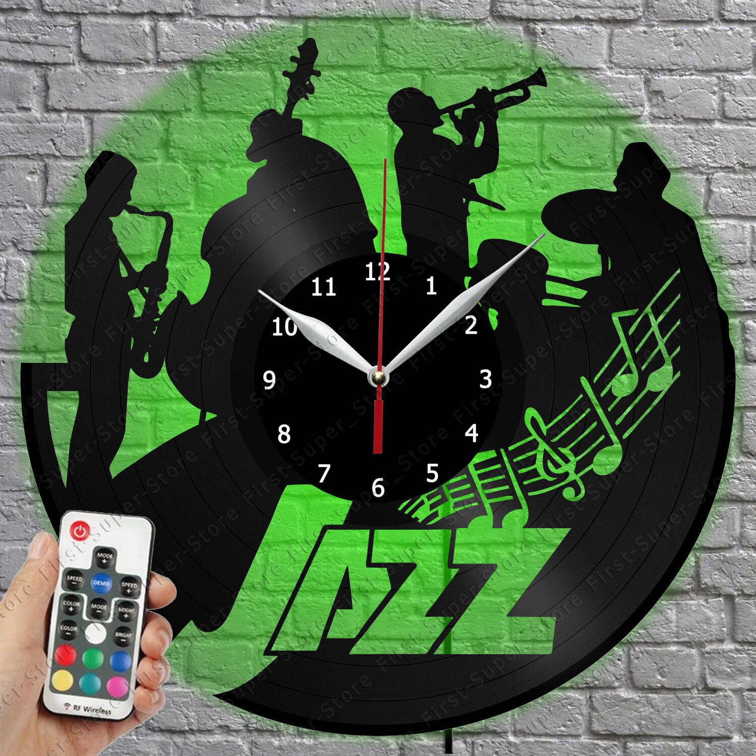 Vintage Jazz Vinyl LED Wall Clock with Soft Glow Light