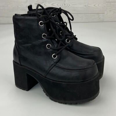 T.U.K. A8663L Tuk Black Distressed Vegan Leather Nosebleed Boots Size Women's 8