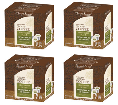 Harry & David Coffee, Northwest Blend, 4/18 ct boxes (72 Single Serve Cups)
