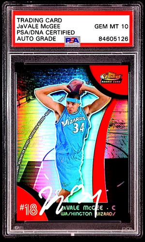 JaVale MCGee SIGNED 2008 TOPPS FINEST RED REFRACTORS #118 ROOKIE RC (AUTO PSA 10 - Picture 1 of 3