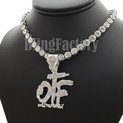 Iced Only the Family OTF Pendant & 20" CZ Choker Chain Hip Hop Urban Necklace Iced Only the Family OTF Pendant & 20" CZ Choker Chain Hip Hop Urban Necklace