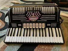 Rani Black Embellished Accordion with 7 Switches with Strap and Original Box