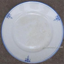 Homer Laughlin Empress Dinner Plate Blue Deco Design Along Rim Antique China