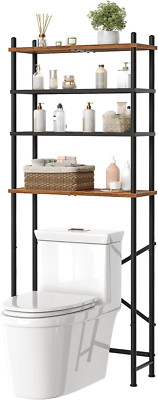 Rustic 4-Tier Over Toilet Storage Shelf - Space-Saving Bathroom Organizer