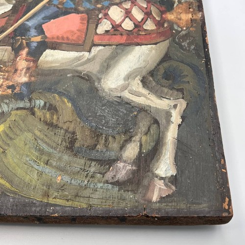Large Antique Orthodox Icon Saint George Slaying Dragon Hand-Painted Wood - Picture 8 of 8