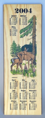 Kalender aus Holz 2004 Ricke mit Kitz