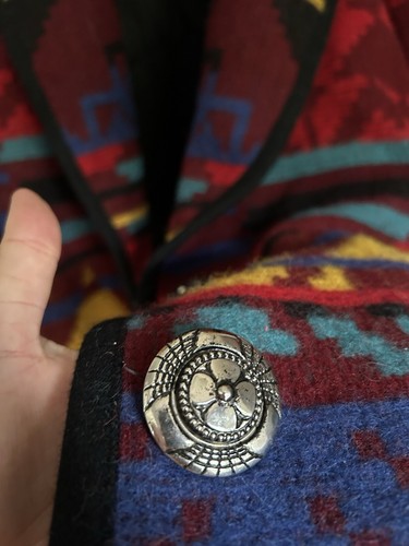 VTG Southwestern Aztec Blanket Chunky Jacket Oversized Wool Blend USA LA VOGUE - Picture 4 of 7