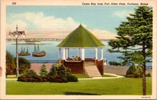 Vintage Postcard Casco Bay at Fort Allen Park Portland Maine ME c.1930-1945 S188