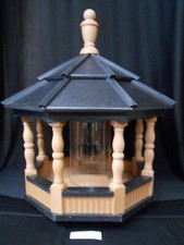 Large Spindle Poly Bird Feeder Amish Handcrafted Handmade Cedar with Black Roof
