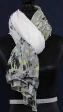 Cejon NWT Abstract Oblong Scarf Grey Yellow Black Taupe