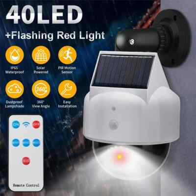 Solar Power Dummy Fake Dome Security Camera Flashing LED Light CCTV Surveillance