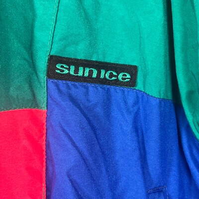 VTG Color Block Ski Jacket Unisex Sz 38 Neon 90s Poly Insulated
