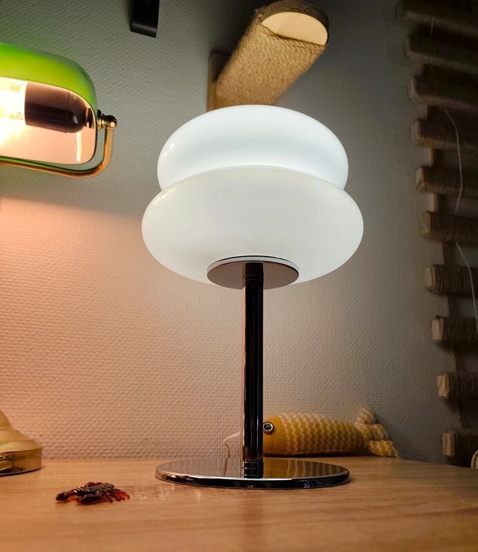 Lampe en verre blanc art déco luminaire vintage avec variateur de lumière