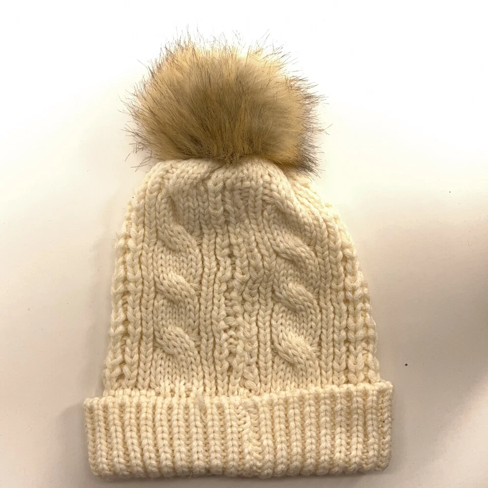 Sombrero de invierno tejido marfil New England Patriots para mujer Foto 2 de 4