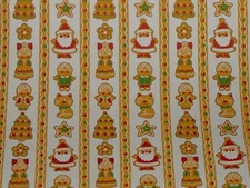 VTG CHRISTMAS WRAPPING PAPER 2 YARDS GIFT WRAP GINGERBREAD COOKIES SANTA TREE