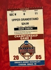 2005 COLLEGE WORLD SERIES CHAMPIONSHIP GAME 2 TICKET STUB TEXAS vs. FLORIDA