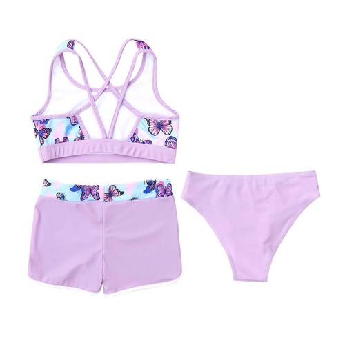 Kids Girls Swimwear Sport Vest And Briefs Bottoms Traveling Swimsuit Yoga Pool - Picture 24 of 38