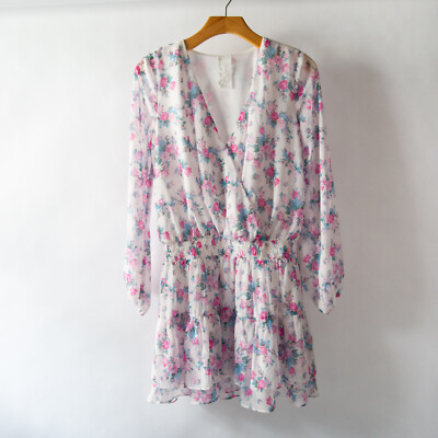 Sadie & Sage Floral Tiered Ruffle Long Sleeve Peasant Mini Dress M | eBay