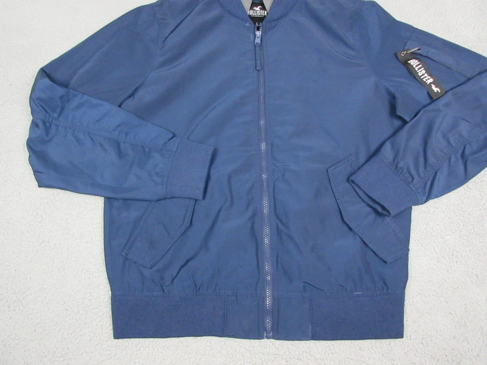 Chaqueta Hollister Para Hombre Adulto Grande Azul Exterior Con Capucha Cremallera Completa Abrigo Informal Foto 2 de 4