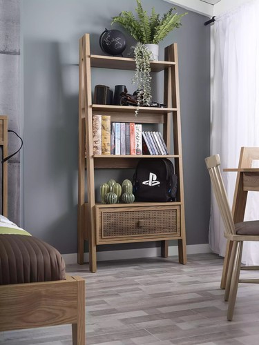 Kinderschreibtisch Schreibtisch Bücherregal Holz Braun Set 3tlg Regal - Bild 5 von 9