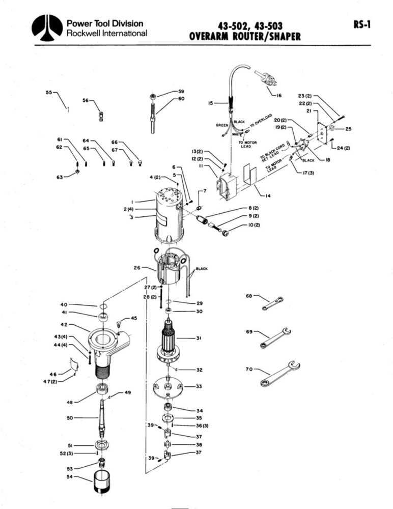 Delta Rockwell No. 43-502, 43-503 Overarm Router/Shaper