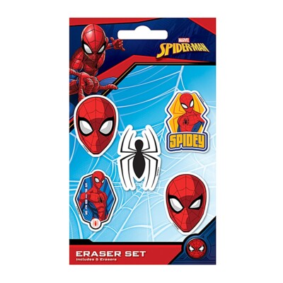 5er Set Original Marvel Spider-Man Radiergummis Bleistift Gummis Schule Schreibwaren