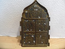 Russische Ikone Religiös - Orthodoxe Bronze Reiseikone Ein Panel  10x16 cm