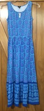 Talbots Petites Teal Paisley Maxi Dress Size P(Sm) Sleeveless Cotton Blend NWT