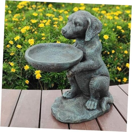 Dog Statues Outdoor with Birdbath Bird Feeder MGO 17''H Versatile Outdoor