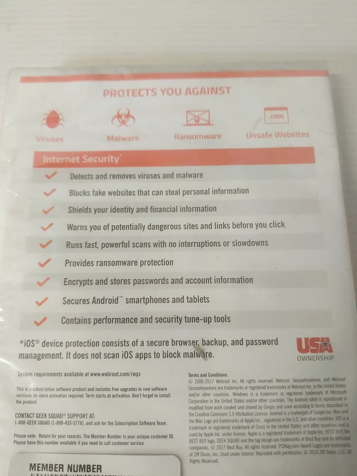 WEBROOT Secure Anywhere Internet Security - Antivirus 3 Devices NEW ~ #175e - Image 2 of 2