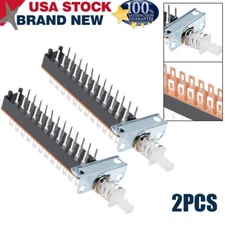 2PCS Self-Locking Push Button Switch 8PDT 8 Pole 24 Pin 1 Position