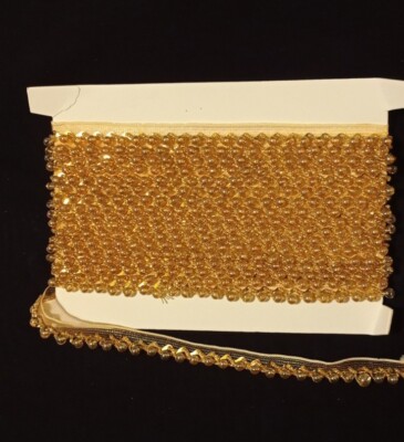 7 Yards Gold schwere Perlen (Braut, Sari, Hochzeitskleid) Dupatta Rand Spitze aufnähen