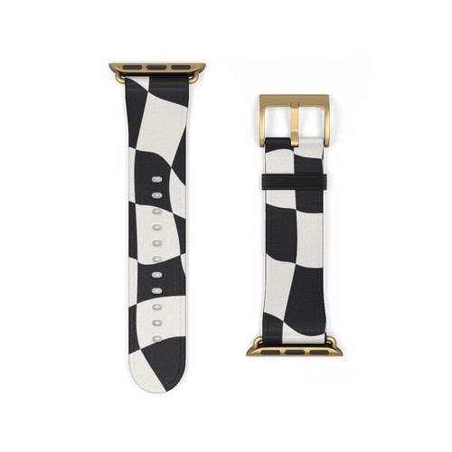 Warp Checkered Patterns Watch Band do Apple Watch Czarny Srebrny Różowe Złoto - Zdjęcie 5 z 7