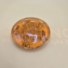 Vintage Amber Pink Glass Flower Frog 11 Hole Round Floral Vase Insert