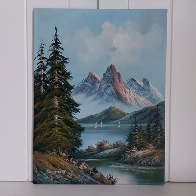 Vintage Ölgemälde signiert Alpenszene 16 x 12 cm Top Zustand ungerahmt 