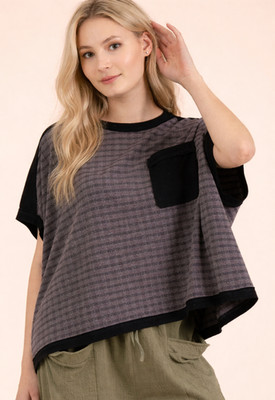 Plaid Contrasting Top
