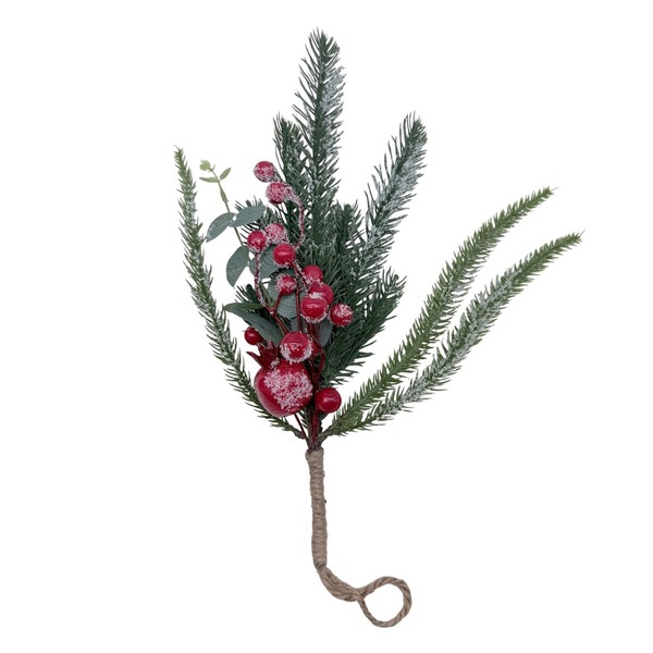 KüNstlicher Tannenzweig Mit Beeren Zum AufhäNgen GrüN/Rot Ca. 37 Cm Weihnachten-image