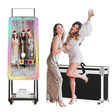 MWE Magic Mirror Photo Booth Machine Touch Screen with Printer,12MP 4K HD Cam...