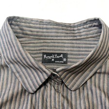Margaret Howell Short Sleeve Striped Blouse Puff Sleeves Used Large
