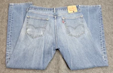 Levis Jeans Mens 34 Blue Straight Leg Distressed Classic Fit Americana Y2K