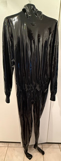 Latex Hausanzug Jogger Catsuit mit Haube schwarz 0.5mm RadicalRubber Größe L