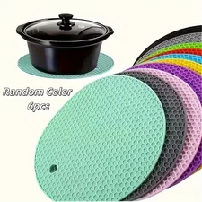 6x Honeycomb Silicone Heat Resistant Mats Non-Slip Hot Pads Pot Holder Kitchen