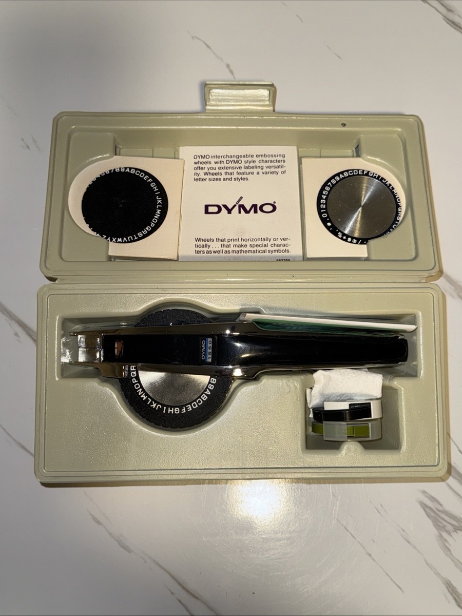 Dymo 1550 Deluxe Tapewriter in Wood Storage Box Tape TESTED Dymo 1550 Deluxe Tapewriter in Wood Storage Box Tape TESTED