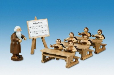 Weihnachtsengel Petrus und Engelschule mit Krone / natur Höhe ca 6,5 cm NEU