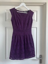 Apricot Women's Purple / Burgundy Lace Mini Dress - UK Size 10